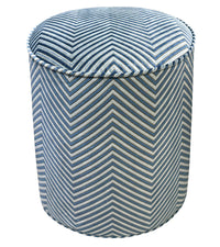 THE TIGHT ROUND OTTOMAN :: ZARA CUT VELVET // CAPRI BLUE