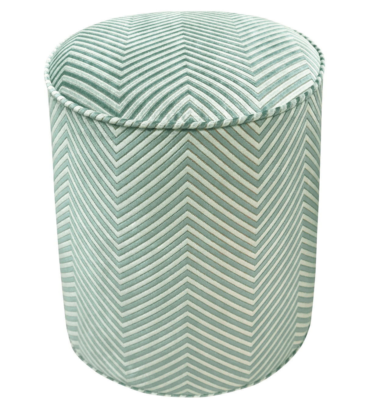 THE TIGHT ROUND OTTOMAN :: ZARA CUT VELVET // SPA BLUE