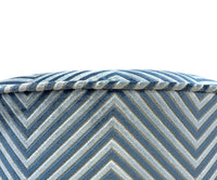 THE TIGHT ROUND OTTOMAN :: ZARA CUT VELVET // CAPRI BLUE