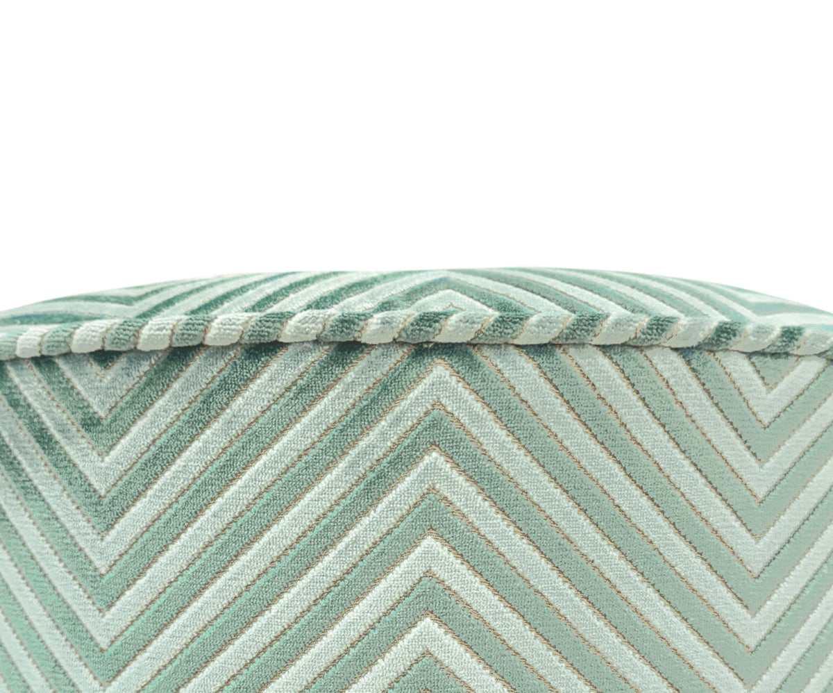 THE TIGHT ROUND OTTOMAN :: ZARA CUT VELVET // SPA BLUE