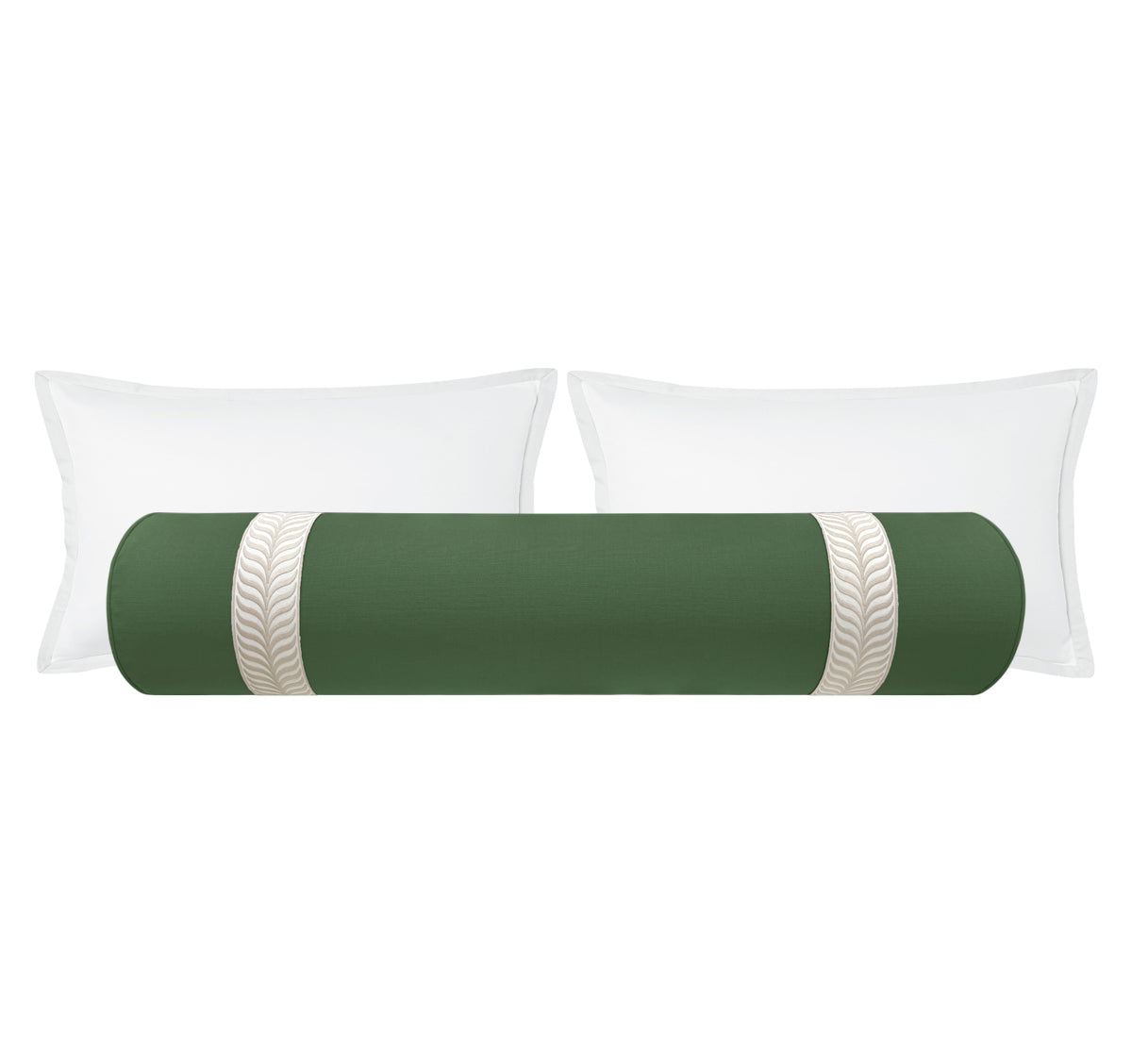 THE BOLSTER :: CLASSIC LINEN // BASIL + TRELLIS TRIM // NATURAL