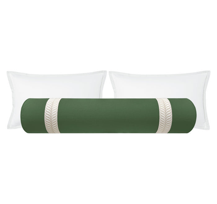 THE BOLSTER :: CLASSIC LINEN // BASIL + TRELLIS TRIM // NATURAL