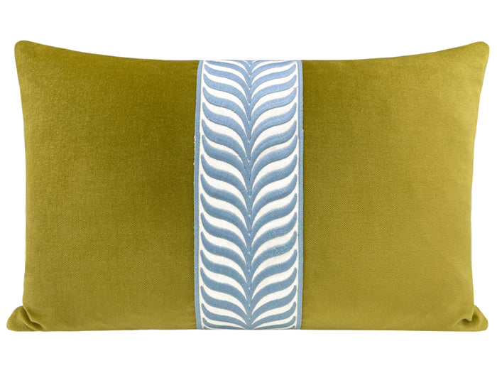 THE LITTLE LUMBAR :: CLASSIC VELVET // CHARTREUSE + TRELLIS TRIM // POWDER BLUE