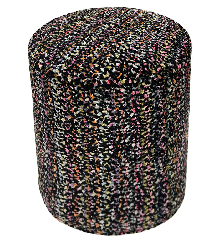 THE TIGHT ROUND OTTOMAN :: CONFETTI CUT VELVET // NOIR