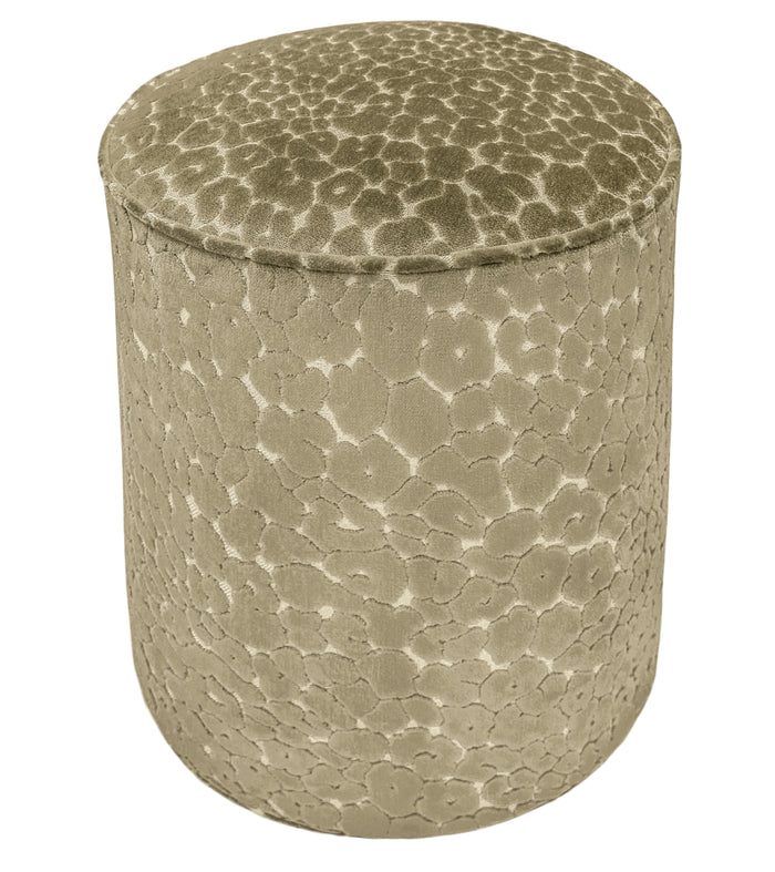 THE TIGHT ROUND OTTOMAN :: LEOPARD CUT VELVET // TAUPE