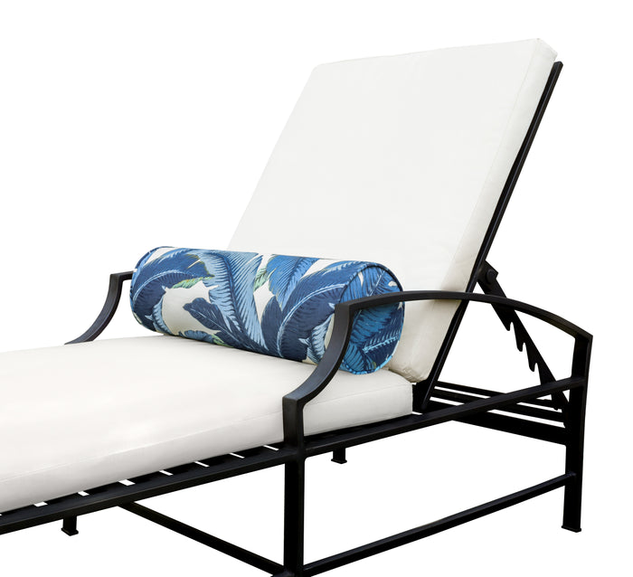 FINAL SALE : OUTDOOR BOLSTER : 7" X 24" PALM LEAF // CAPRI BLUE