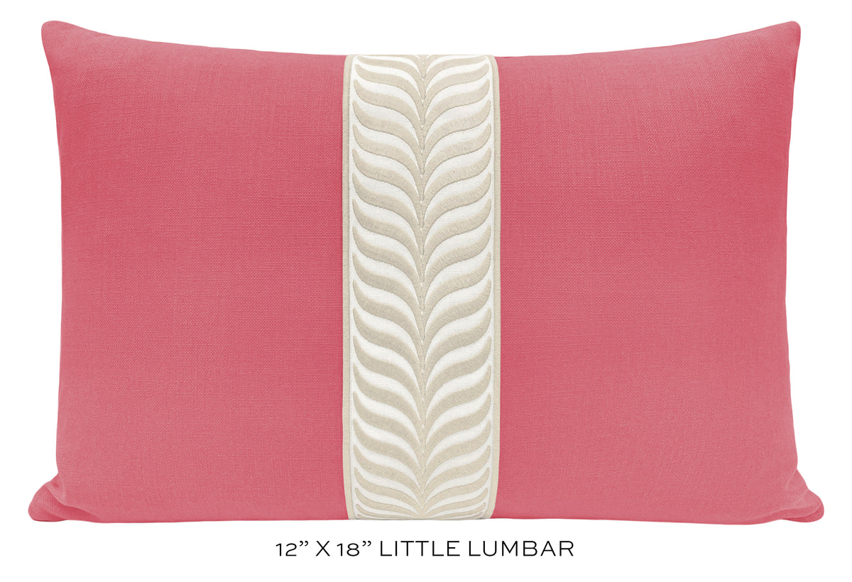 FINAL SALE : 12" X 18" CLASSIC LINEN // ROSÉ PINK + TRELLIS TRIM // NATURAL PILLOW COVER