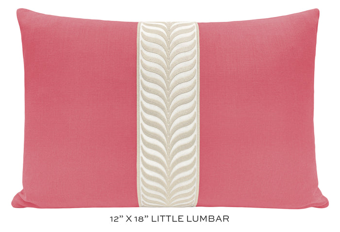 FINAL SALE : 12" X 18" CLASSIC LINEN // ROSÉ PINK + TRELLIS TRIM // NATURAL PILLOW COVER