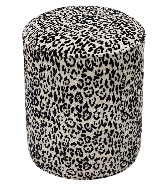 THE TIGHT ROUND OTTOMAN :: SERENGETI CUT VELVET // SNOW