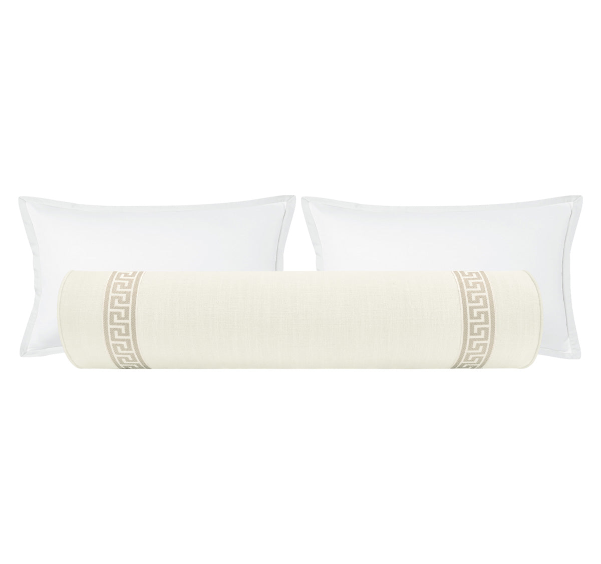 THE BOLSTER :: SIGNATURE LINEN // BONE + GREEK KEY TRIM // CASHMERE