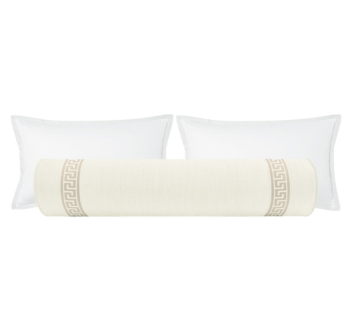 THE BOLSTER :: SIGNATURE LINEN // BONE + GREEK KEY TRIM // CASHMERE