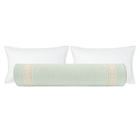 THE BOLSTER :: SIGNATURE LINEN // SPA BLUE + GREEK KEY TRIM // CASHMERE