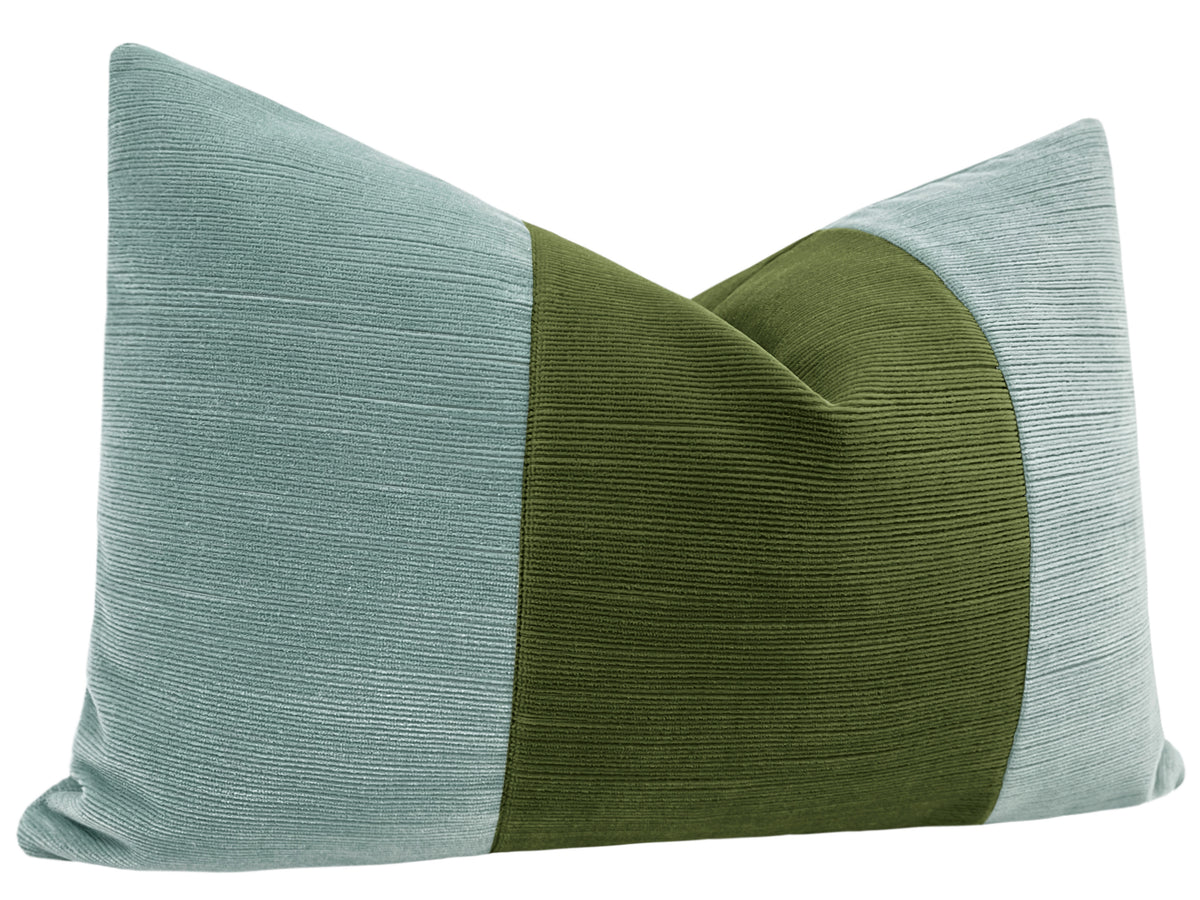THE LITTLE LUMBAR :: STRIE VELVET // CERULEAN BLUE + OLIVE