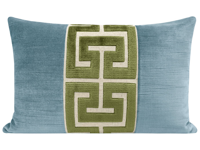 THE LITTLE LUMBAR :: STRIE VELVET // CHAMBRAY + OLIVE GREEK TRIM