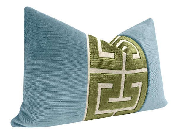 THE LITTLE LUMBAR :: STRIE VELVET // CHAMBRAY + OLIVE GREEK TRIM