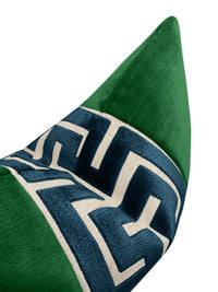 THE LITTLE LUMBAR :: STRIE VELVET // MALACHITE + NAVY BLUE GREEK TRIM
