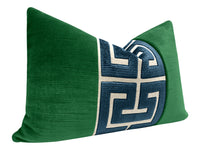 THE LITTLE LUMBAR :: STRIE VELVET // MALACHITE + NAVY BLUE GREEK TRIM