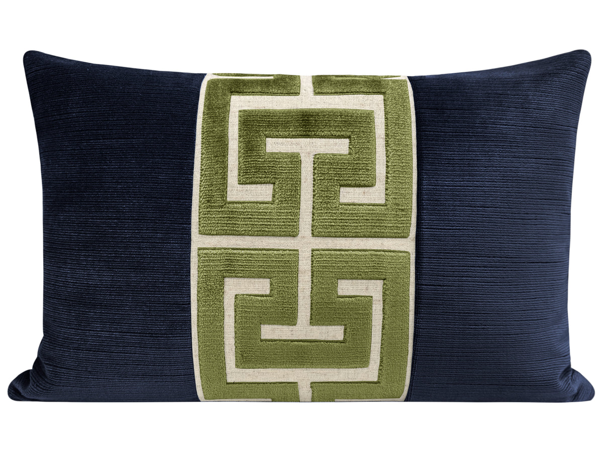 THE LITTLE LUMBAR :: STRIE VELVET // NAVY BLUE + OLIVE GREEK TRIM