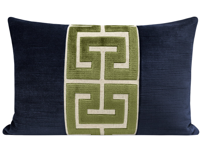 THE LITTLE LUMBAR :: STRIE VELVET // NAVY BLUE + OLIVE GREEK TRIM