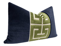 THE LITTLE LUMBAR :: STRIE VELVET // NAVY BLUE + OLIVE GREEK TRIM
