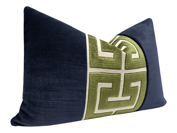 THE LITTLE LUMBAR :: STRIE VELVET // NAVY BLUE + OLIVE GREEK TRIM