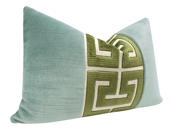 THE LITTLE LUMBAR :: STRIE VELVET // SPA BLUE + OLIVE GREEK TRIM