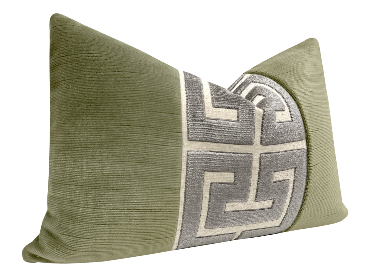 THE LITTLE LUMBAR :: STRIE VELVET // SPANISH MOSS + GRAPHITE GREEK TRIM