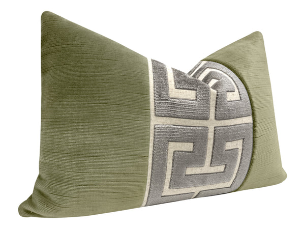 THE LITTLE LUMBAR :: STRIE VELVET // SPANISH MOSS + GRAPHITE GREEK TRIM