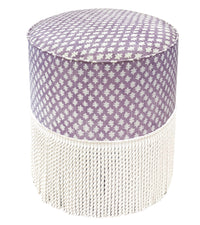 THE TIGHT ROUND OTTOMAN :: TILLY PRINT // LAVENDER + BULLION FRINGE