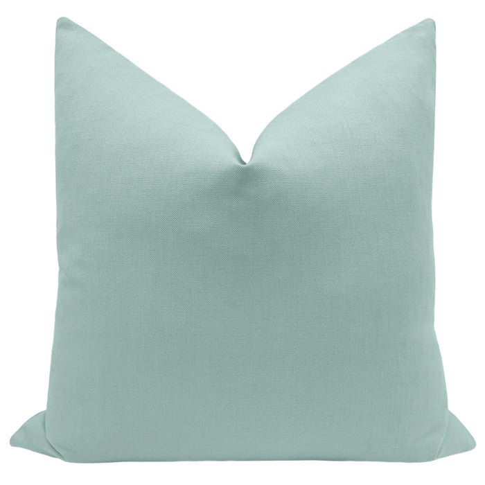 FINAL SALE : 18" X 18" CLASSIC LINEN // SPA BLUE PILLOW COVER