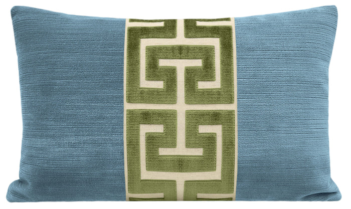 THE LITTLE LUMBAR :: STRIE VELVET // CHAMBRAY + OLIVE GREEK TRIM