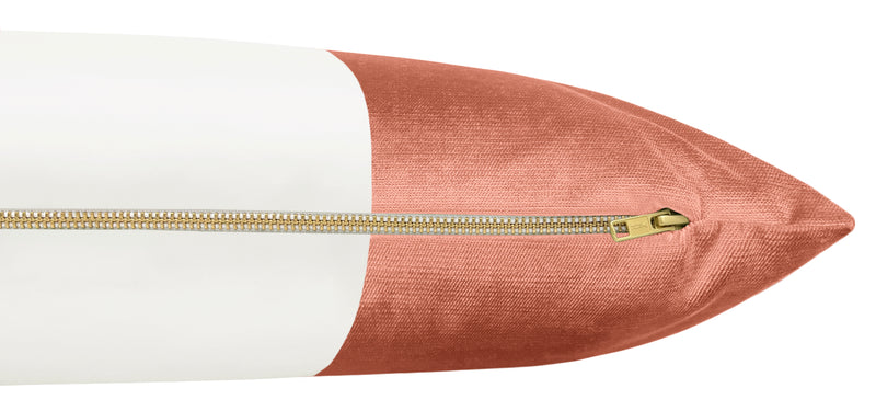 THE XL LUMBAR :: COLORBLOCK FAUX SILK VELVET // CORAL