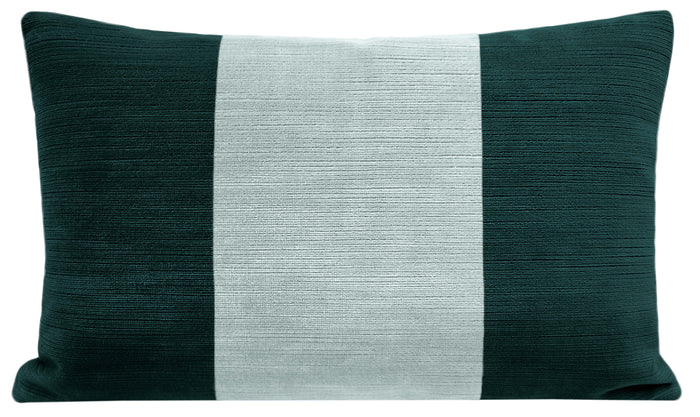 FINAL SALE : PANEL :: 12" X 18" STRIE VELVET // HARBOUR BLUE + SPA BLUE PILLOW COVER