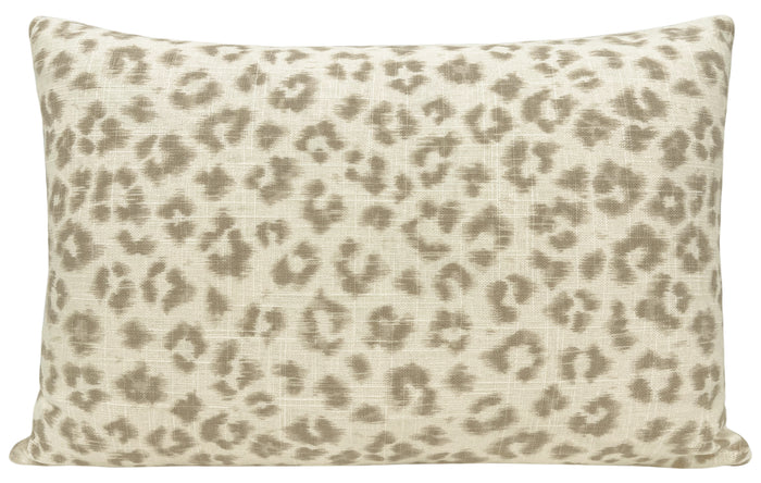 FINAL SALE :  12" X 18" LEOPARD LINEN PRINT // GREY PILLOW COVER