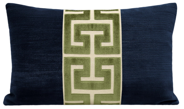 THE LITTLE LUMBAR :: STRIE VELVET // NAVY BLUE + OLIVE GREEK TRIM