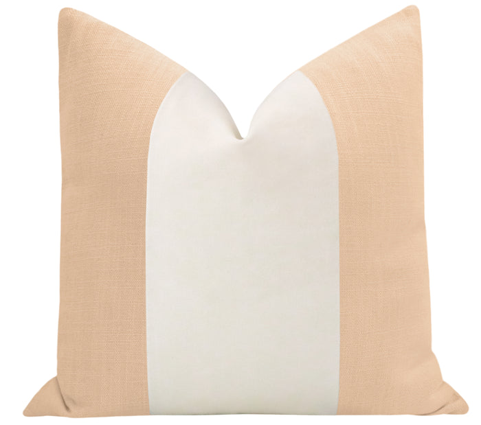 FINAL SALE : PANEL COLORBLOCK :: 22" X 22" SIGNATURE LINEN // CAMEO + ALABASTER PANEL PILLOW COVER