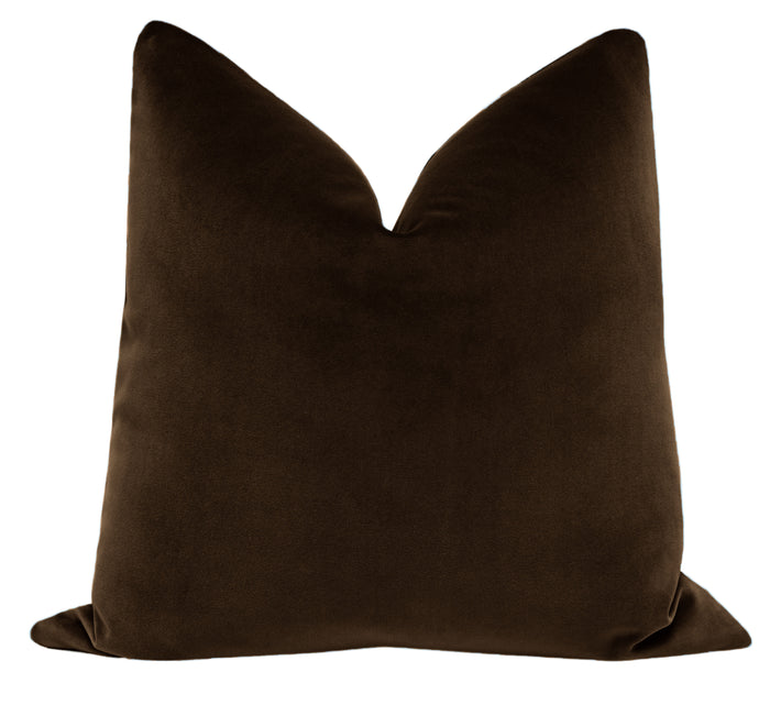 FINAL SALE : 20" X 20" SIGNATURE VELVET // CHOCOLATE PILLOW COVER