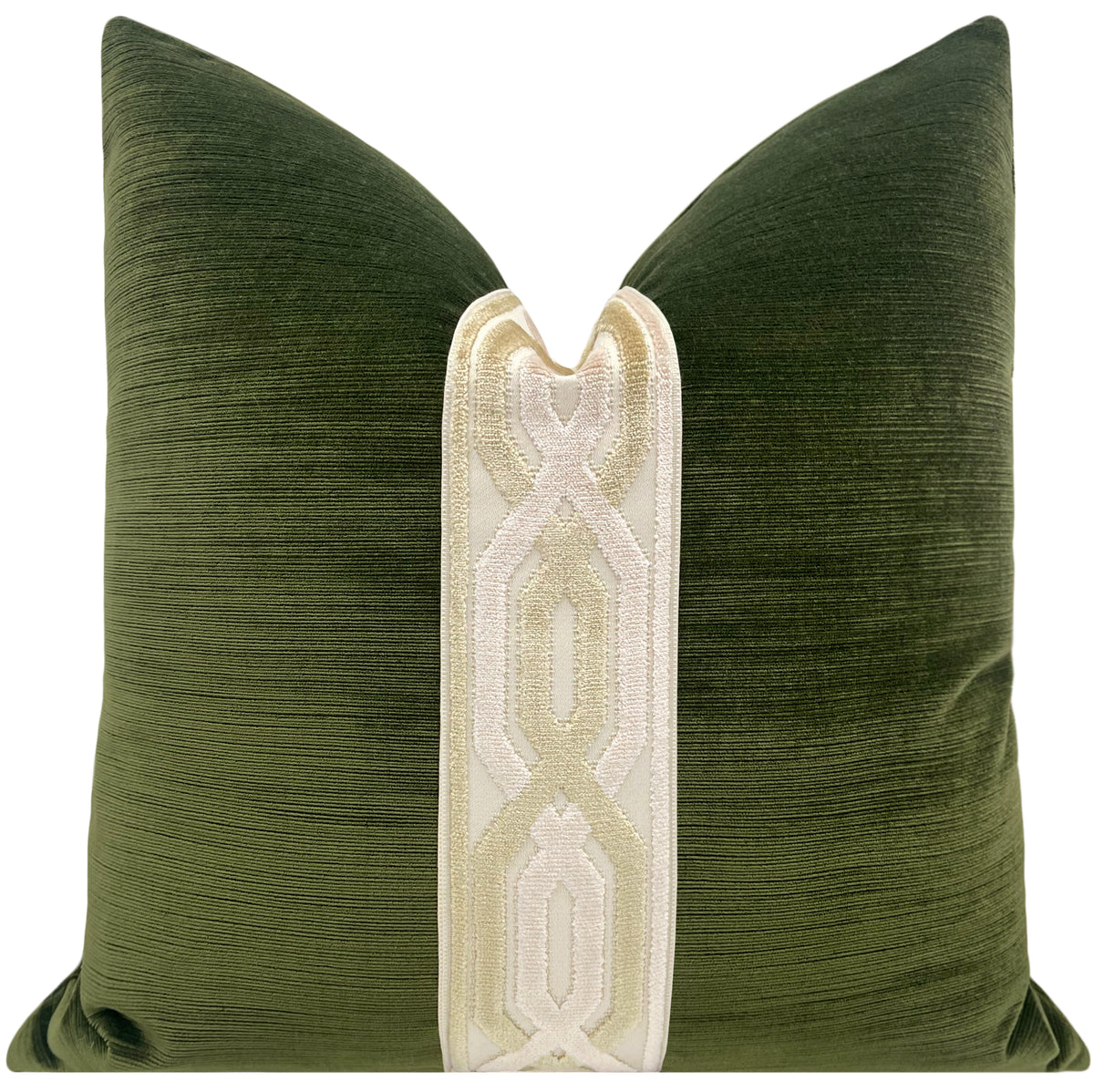 FINAL SALE : 22" X 22" STRIE VELVET // OLIVE PILLOW COVER