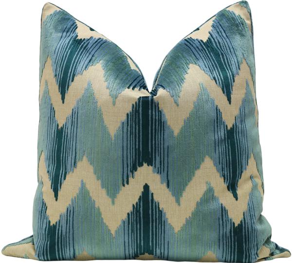 FINAL SALE : 18" X 18" WATERSEDGE // AQUA PILLOW COVER