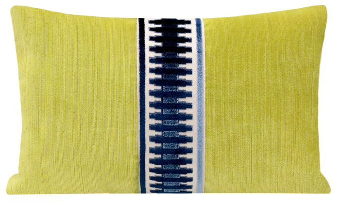 THE LITTLE LUMBAR :: STRIE VELVET // CITRINE + EMPIRE TRIM // NAVY BLUE