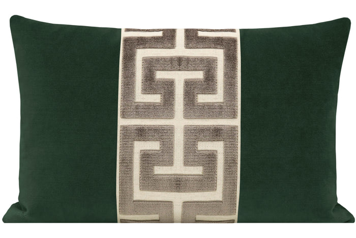 THE LITTLE LUMBAR :: SOCIETY VELVET // EMERALD + TAUPE GREEK TRIM