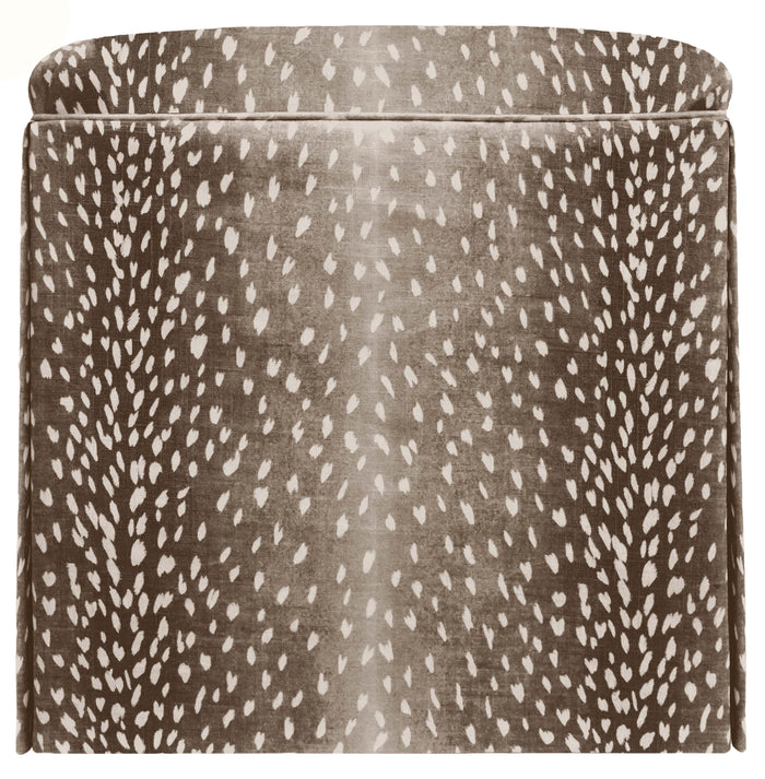 THE SKIRTED OTTOMAN :: ANTELOPE LINEN PRINT // MOCHA