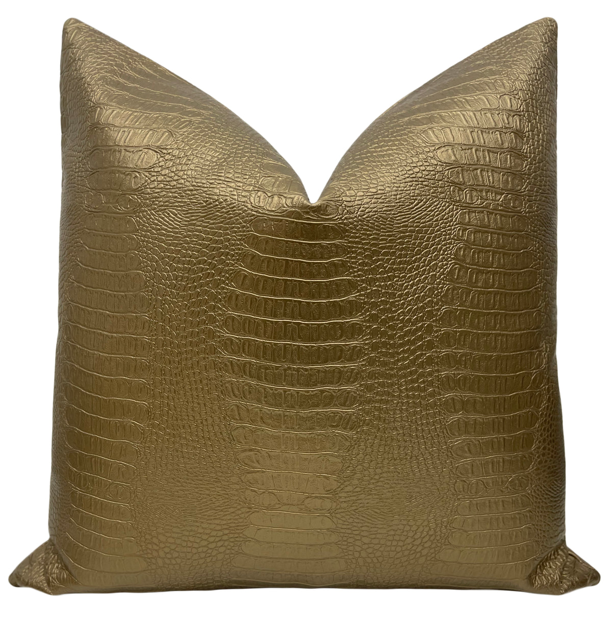 FINAL SALE : 22" X 22" PYTHON FAUX LEATHER // BRASS PILLOW COVER