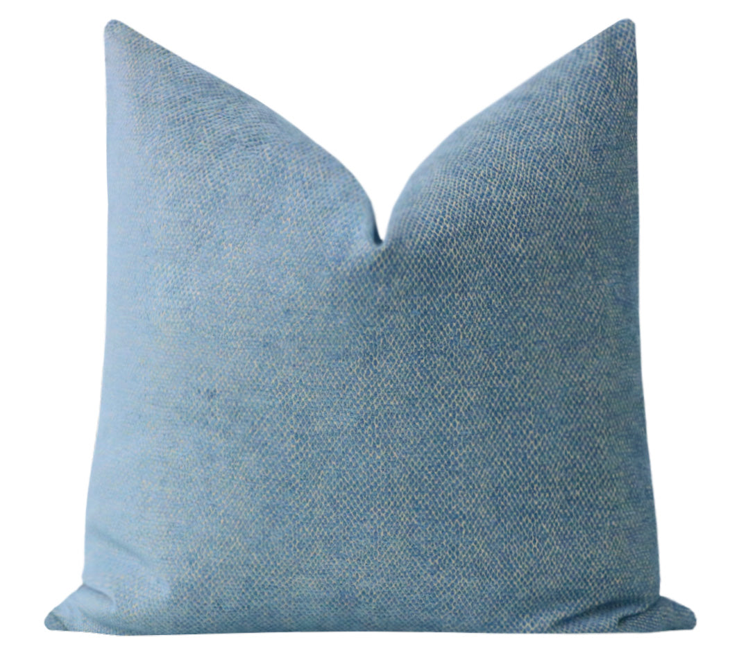 FINAL SALE : 22" X 22" SERPENT CHENILLE // CHAMBRAY PILLOW COVER