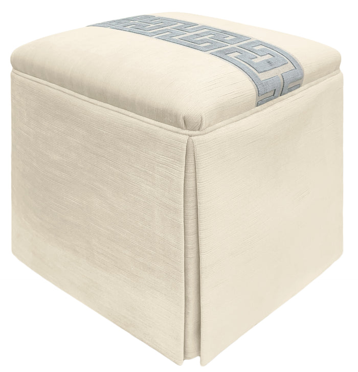 THE SKIRTED OTTOMAN :: STRIE VELVET // CASHMERE + GREEK TRIM // DELFT