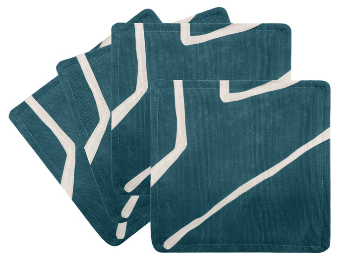 FINAL SALE : COCKTAIL NAPKINS :: GRAFFITO // TEAL + PEARL